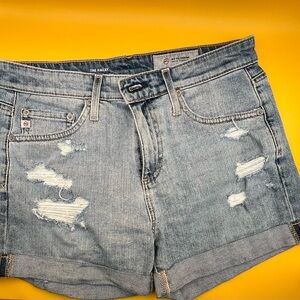 AG Adriano Goldschmied Women's Haley Distressed Jean Shorts - Blue